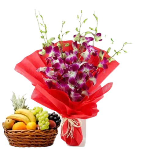 Orchids n Fresh Fruits Combo