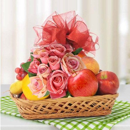 Rose Bloom Fresh Fruit Basket