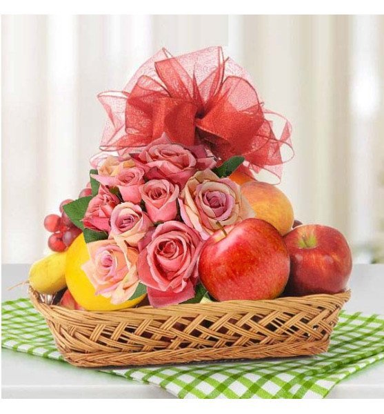 Rose Bloom Fresh Fruit Basket
