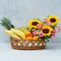 Cheerful Sunflower N Fruit Basket