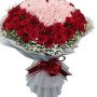 100 Red And Pink Roses Heart Bouquet