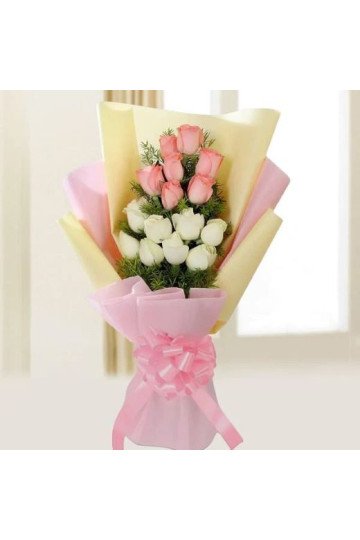 Charming Pink And White - Pink And White Rose Bouquet Charming Pink And White - Pink And White Rose Bouquet
