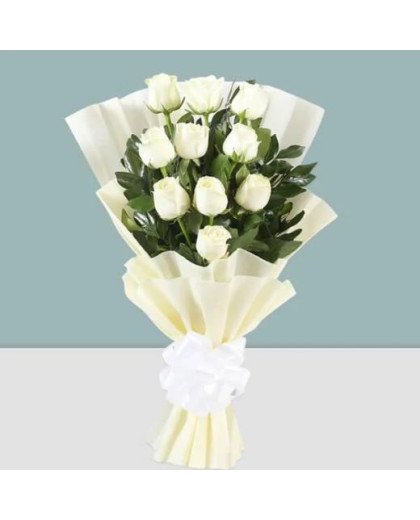 Peaceful Memory - White Rose Bouquet