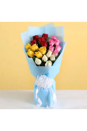 20 Mix Color Roses Hand Bouquet