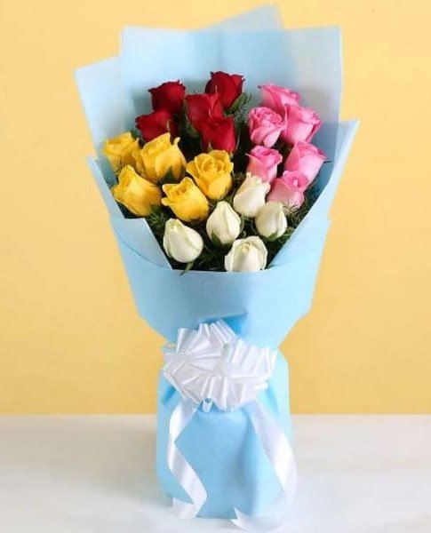 20 Mix Color Roses Hand Bouquet