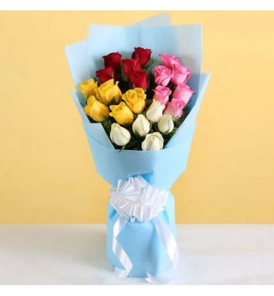 20 Mix Color Roses Hand Bouquet