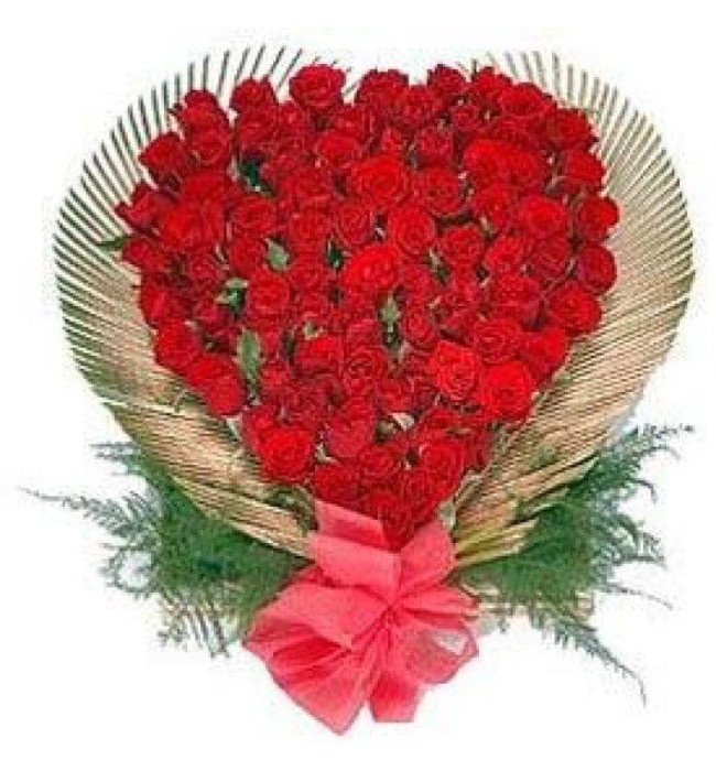 Heart-Shaped Arrangement With 50 Red Roses
