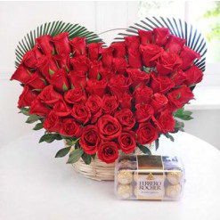 Heart Shape Basket Chocolate Combo