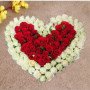 100 White & Red Roses Heart shape 